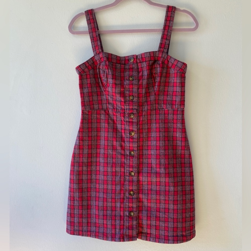 HOLLISTER Co Plaid Dress with Buttons Down the Front - Medium